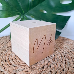 Spaarpot | Geboortekaartje | Hout | Kraamcadeau | Baby | Jongen | Meisje | Persoonlijk | Gepersonaliseerd