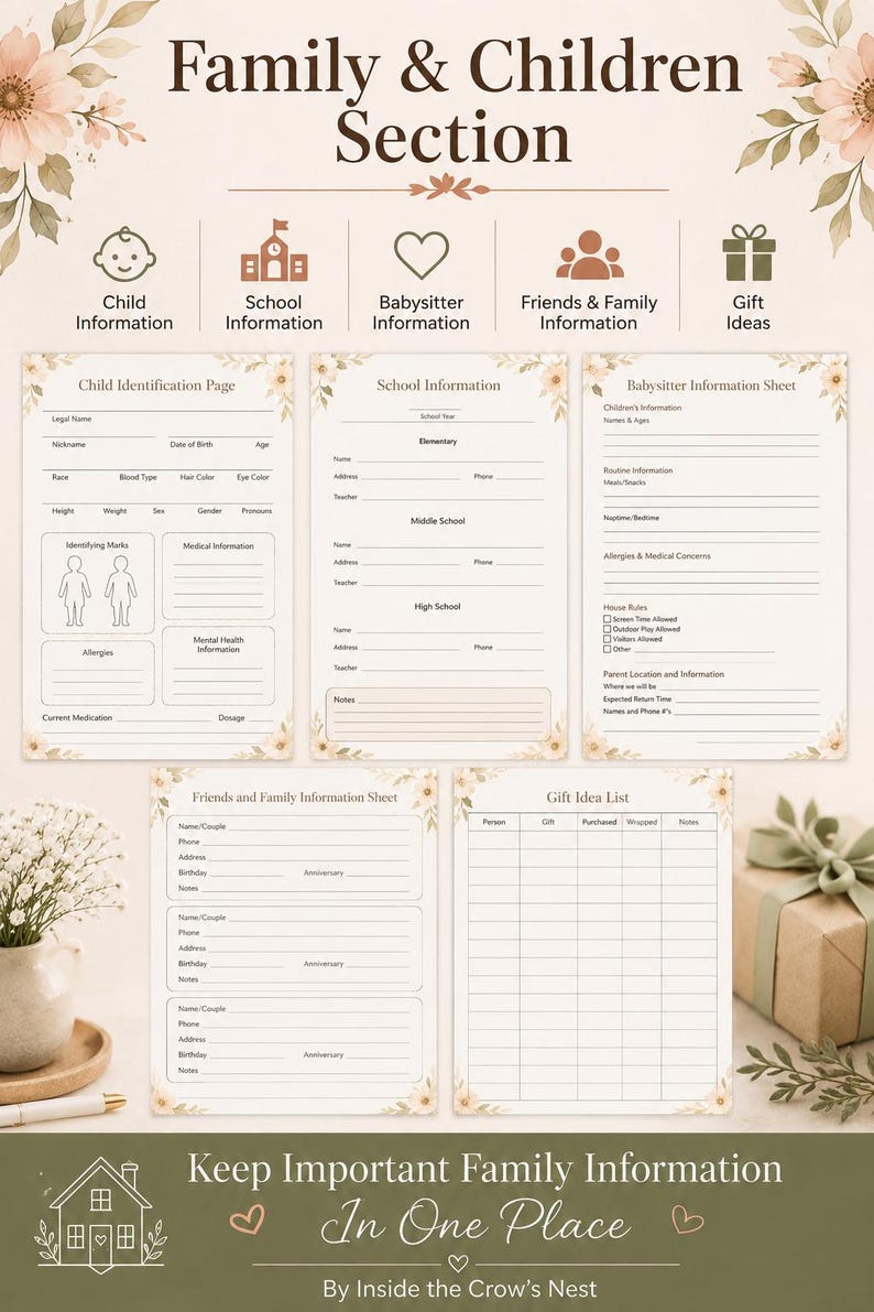 Ultimate Home Management System | 70 Printable Pages | Household, Emergency Planner| Family Organization Binder | Medical Records | image 7