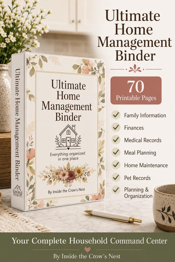 Ultimate Home Management System | 70 Printable Pages | Household, Emergency Planner| Family Organization Binder | Medical Records |
