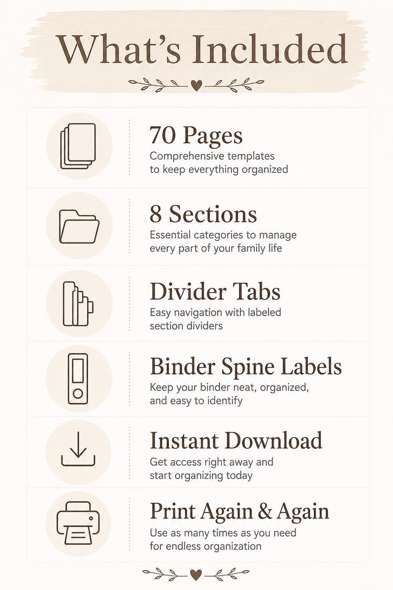 Ultimate Home Management System | 70 Printable Pages | Household, Emergency Planner| Family Organization Binder | Medical Records | image 10