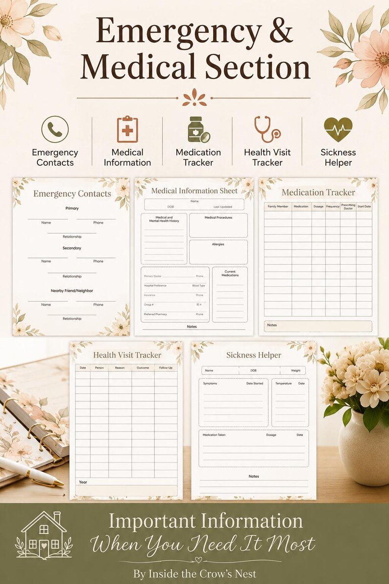 Ultimate Home Management System | 70 Printable Pages | Household, Emergency Planner| Family Organization Binder | Medical Records | image 6