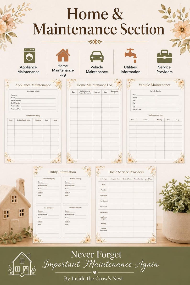 Ultimate Home Management System | 70 Printable Pages | Household, Emergency Planner| Family Organization Binder | Medical Records | image 5