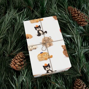 Plush Toy Character Wrapping Paper | Neutral Whimsical Gift Wrap | Cozy Illustrated Party Paper | Jelly Cat Gift Wrap | 29"x144" image 3