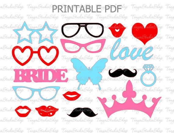 PRINTABLE PDF Photo Booth Props PDF File Bridal Shower | Etsy