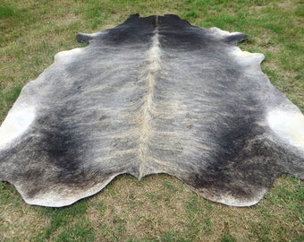 BRINDLE GRAY BROWN ! Large ! New cowhide rug natural hair on - 7X7 ft size approx Tri-color brown tones extra soft Carpet Cow hide 6x6 Rt