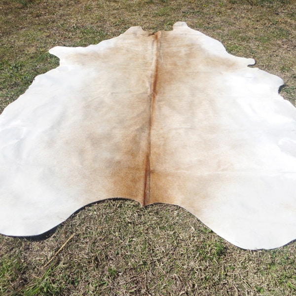 BEIGE LIGHT BROWN ! Large ! New cowhide rug natural hair on - 7X7 ft size approx Tri-color brown tones soft hair Carpet Cow hide 6x6 E-B
