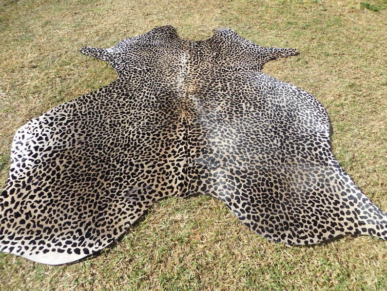 HUUUUGE LEOPARD Printed Cowhide Rug Genuine Natural Hair on Etsy