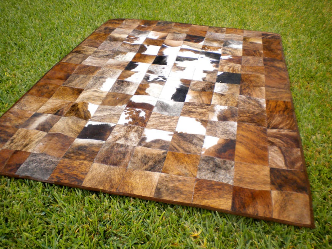 Ask for ANY SIZE ! Patchwork Cowhide Rug Natural Hair on - Area Genuine ...