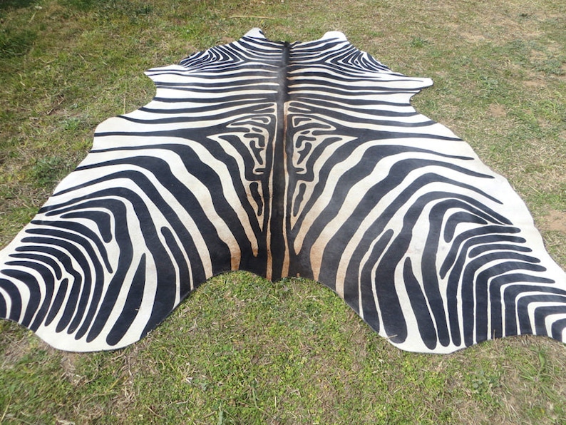 New ZEBRA Printed Cowhide Rug Genuine Natural Hair on Etsy