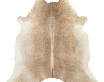 8x7 GENUINE COWHIDE RUG - New - Beige  natural hair on - Suede Backing Exotic palomino small large  size Tri-color soft Carpet Cow hide
