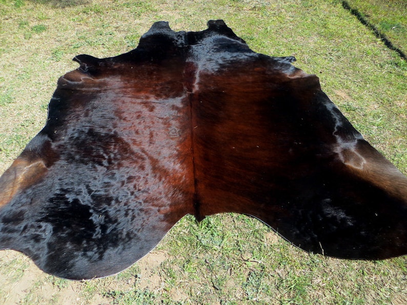 BRINDLE DARK BROWN Large New cowhide rug natural hair on Etsy