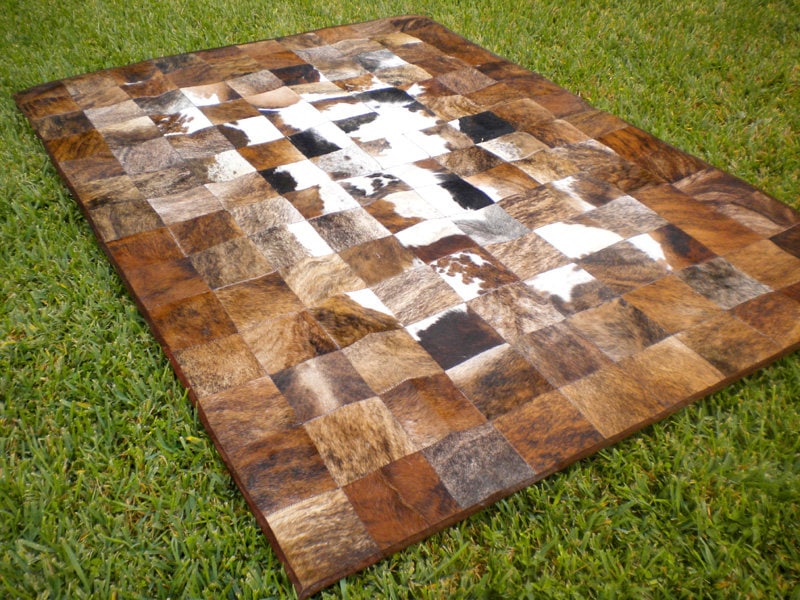 Ask for ANY SIZE ! Patchwork Cowhide Rug Natural Hair on - Area Genuine ...