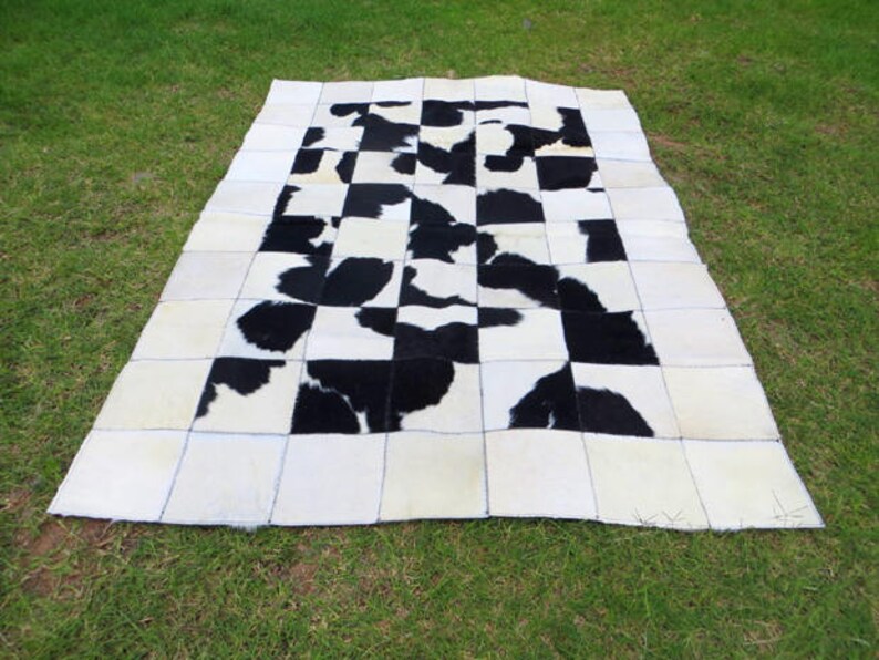 Patchwork Cowhide Rug Natural Hair on BIG NATURAL Black Etsy