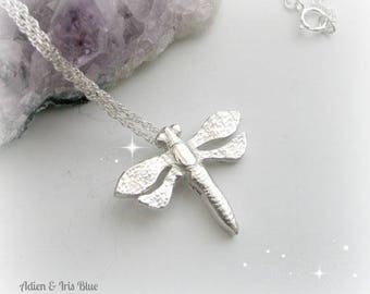 Large Dragon Fly Necklace Sterling Silver