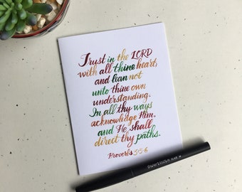 Proverbs 3:5,6 ~ "Trust in the Lord with all thine heart" ~ Uplifting Scripture Card ~ KJV