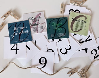 Mini Advent Calendar ~ Names of Jesus ~ ESV ~ Advent Card Set ~ a 25-Day Count-down of Christmas Worship ~ Names from A-Z.