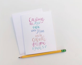 1 Peter 5:7 ~ Encouragement Card ~ Casting All Your Care upon Him ~ KJV