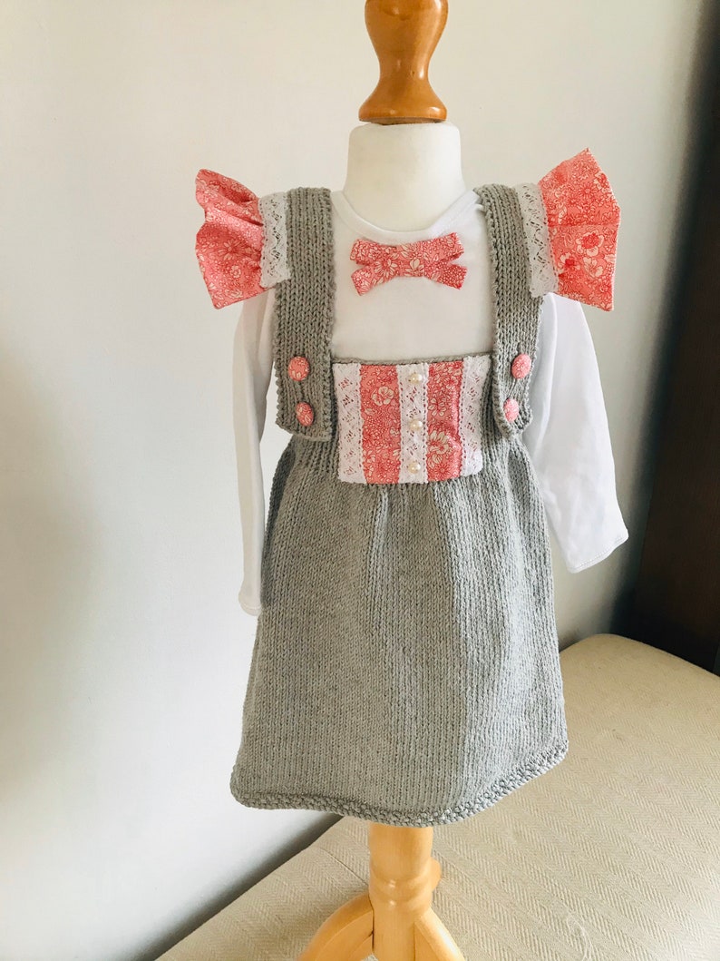 Liberty baby dress knitted baby dress grey baby dress Etsy