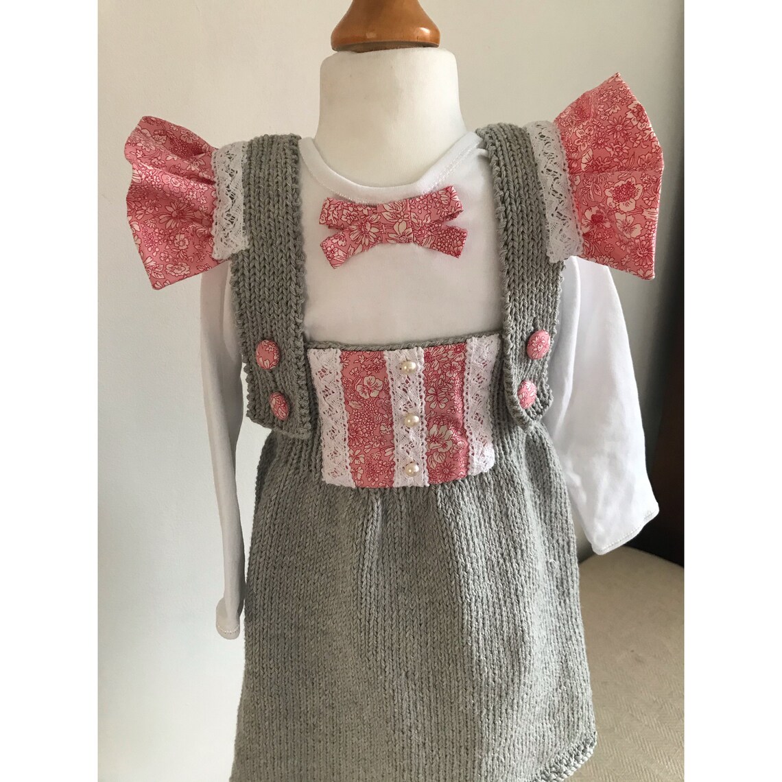 Liberty baby dress knitted baby dress grey baby dress Etsy