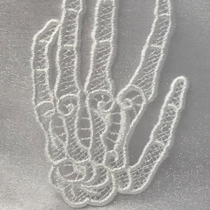Skeleton Hand (Free Standing Lace - A Finished Embroidery product, not a design file or pattern)