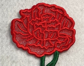 January Birth Month Flower- Carnation (Free Standing Lace), Finished Embroidery Product not a design file or pattern