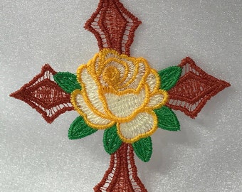 Free Standing Lace - A Finished Embroidery product, not a design file or pattern Tri-colored Cross Bookmark