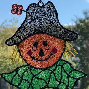 Scarecrow Sun Catcher (Free Standing Lace  - A Finished Embroidery product, not a design file or pattern)