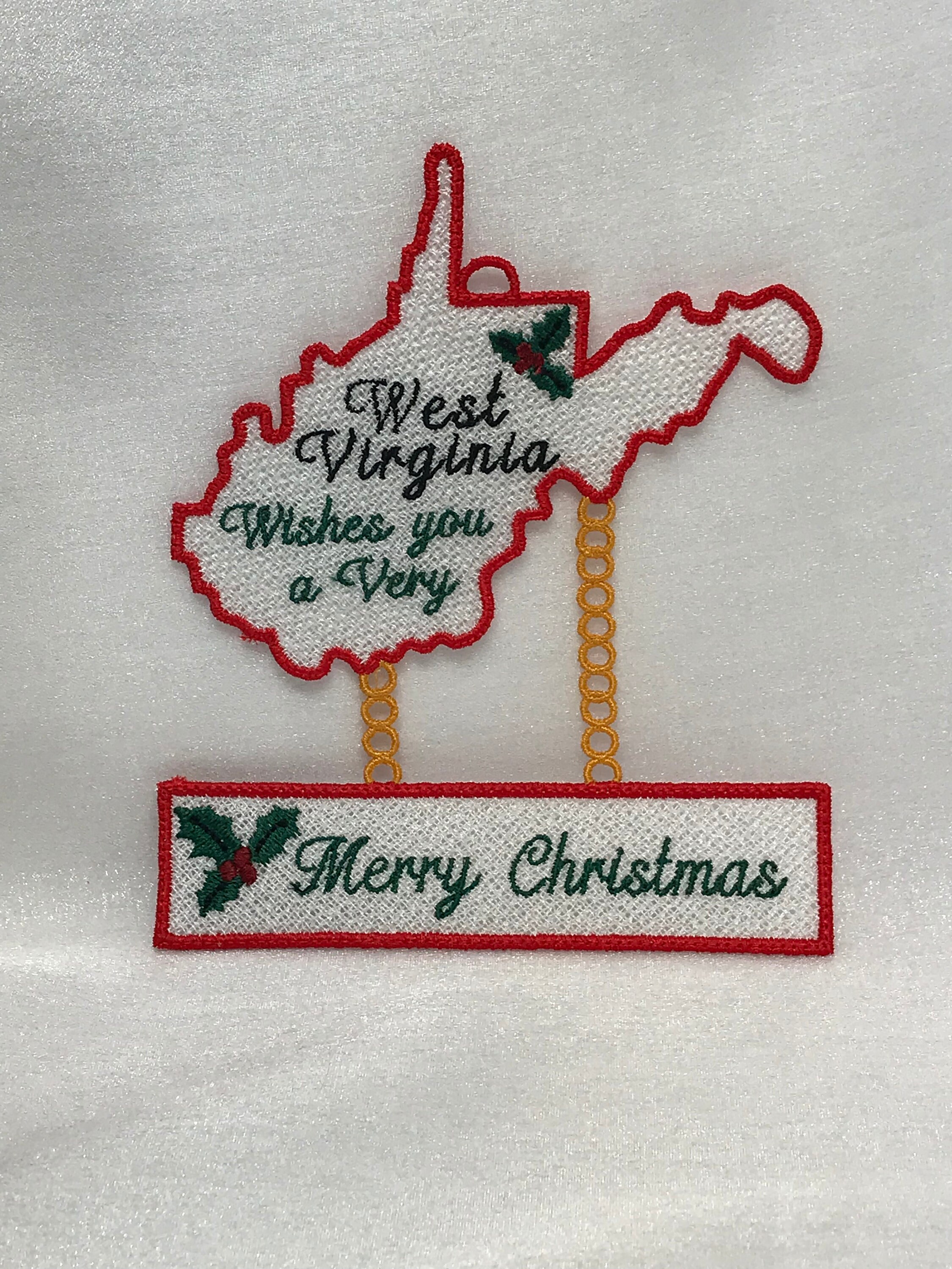 West Virginia Merry Christmas free Standing Lace A Finished - Etsy