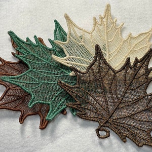 Autumn & Hued Color Leaves  (Free Standing Lace - A Finished Embroidery product, not a design file or pattern)