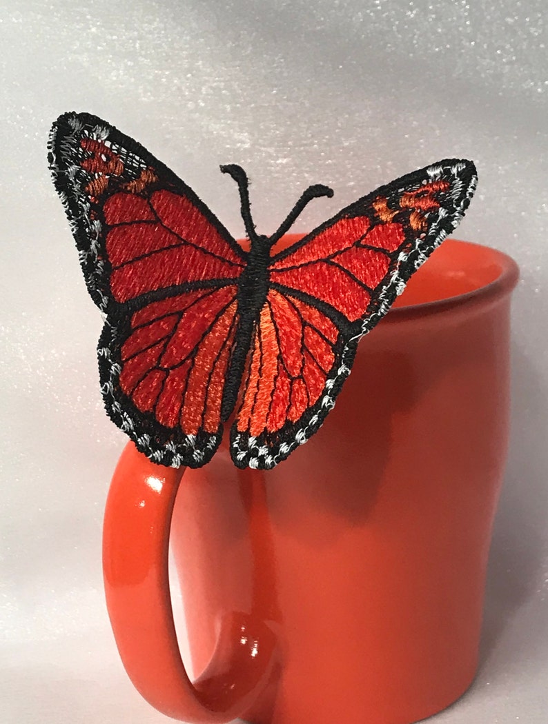 Monarch butterfly free standing lace a finished embroidery  etsy