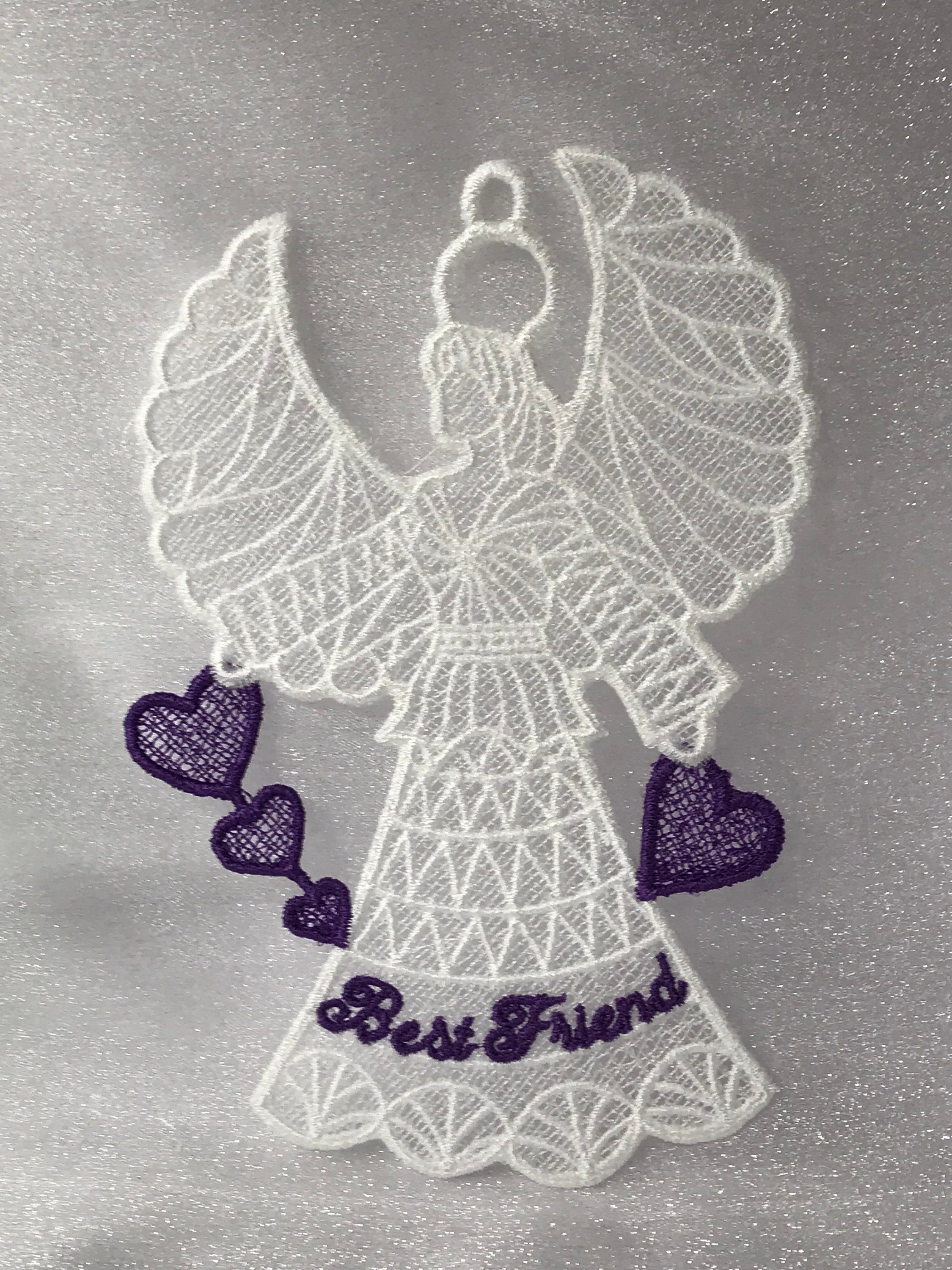 Best Friend Angel free Standing Lace A Finished Embroidery Etsy