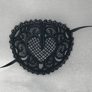Heart Eye Patch (Free Standing Lace - Finished Embroidery Product. This is not a design file or pattern)