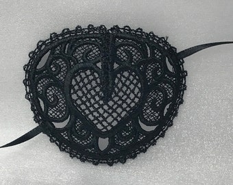 Heart Eye Patch (free Standing Lace - Finished Embroidery Product