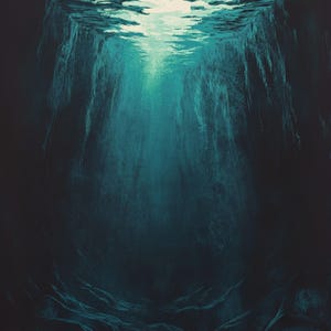 The Deep Current – muurkunstdruk elementaire elementen, etherische wezens ondergedompeld