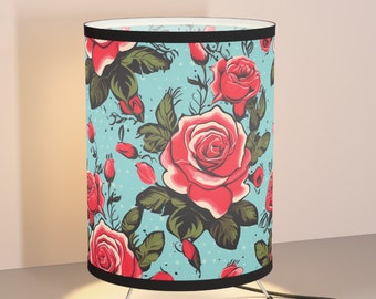 Kitsch Rose Tripod Lamp, Botanical Desk Lamp, Bedside Lamp, Living Room Accent Lamp, Bedroom Table Night Lamp
