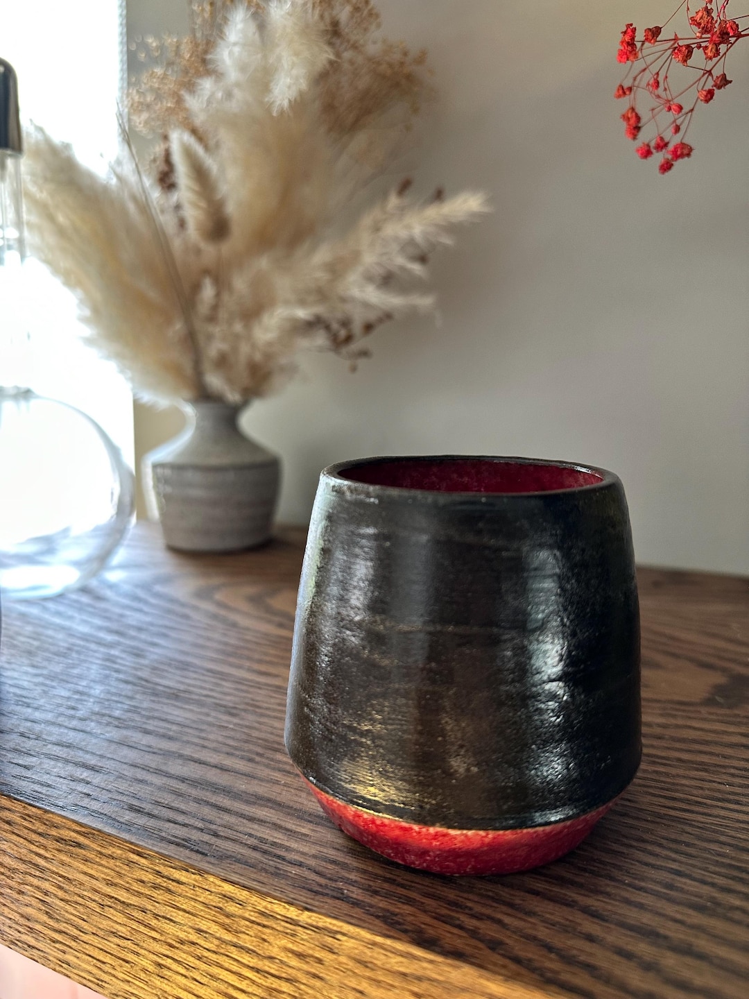 陶器製花瓶 赤土と黒釉 陶器製花瓶 赤土と黒釉 【公式通販】