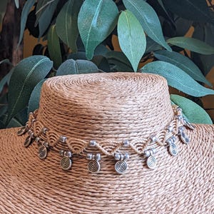 Spiral choker necklace, Macrame necklace with charms, Beach charm necklace, Beaded charm necklace, Bohemian choker necklace, Water resistant