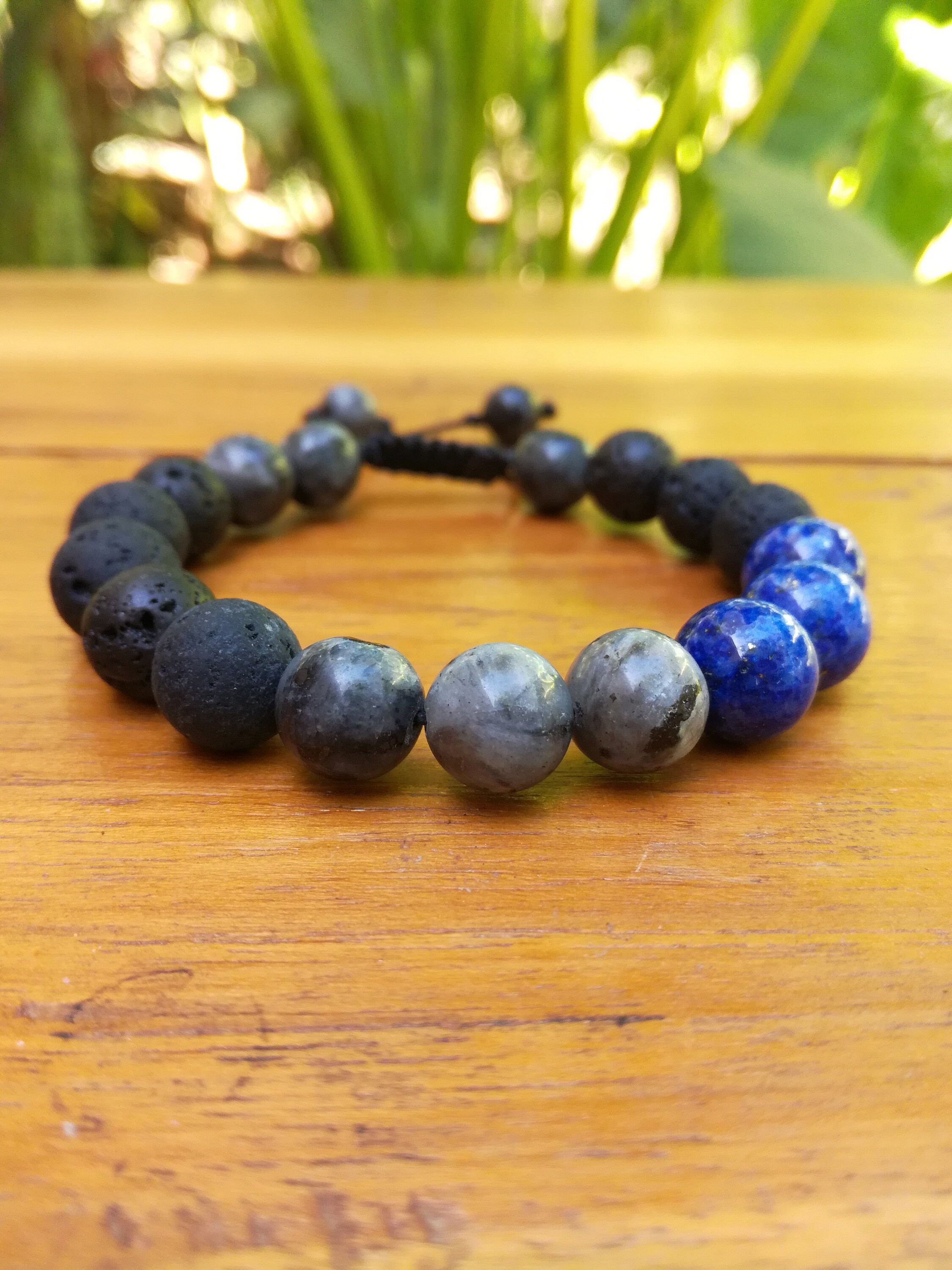 Lapis Lazuli Mens Birthstone Bracelet, December Birthstone Jewelry, Blue Sagittarius 6mm Gemstone Beaded Black Onyx Birthday Gift 6.5 / 14K Rose Gold