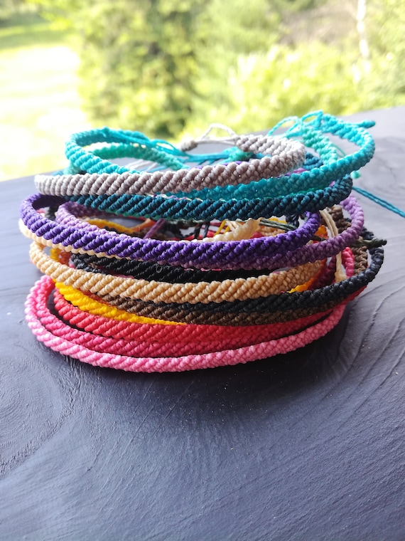 Macrame Color Block Bracelet Set - Customize The Colors and Beads! String Surf Bracelet (Only 1 Bracelet)