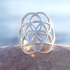 silver ring, sterling silver ring, flower of life ring, flower of life, flower of life silver ring, bohemian ring, symbol ring, sacred