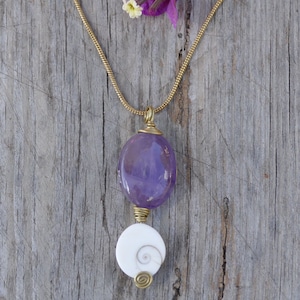 Amethist and shiva eye necklace