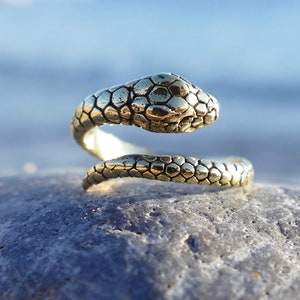 snake ring, brass ring, sterling brass ring, adjustable brass ring, adjustable ring, snake, brass ring with snake, bohemian ring, bohemian