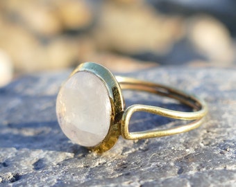 brass ring, brass ring for woman, ring for woman, brass ring with gem, ring with moon stone, gold ring, ring with moon stone, nice ring