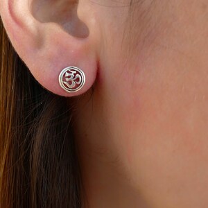 Om earrings silver deals