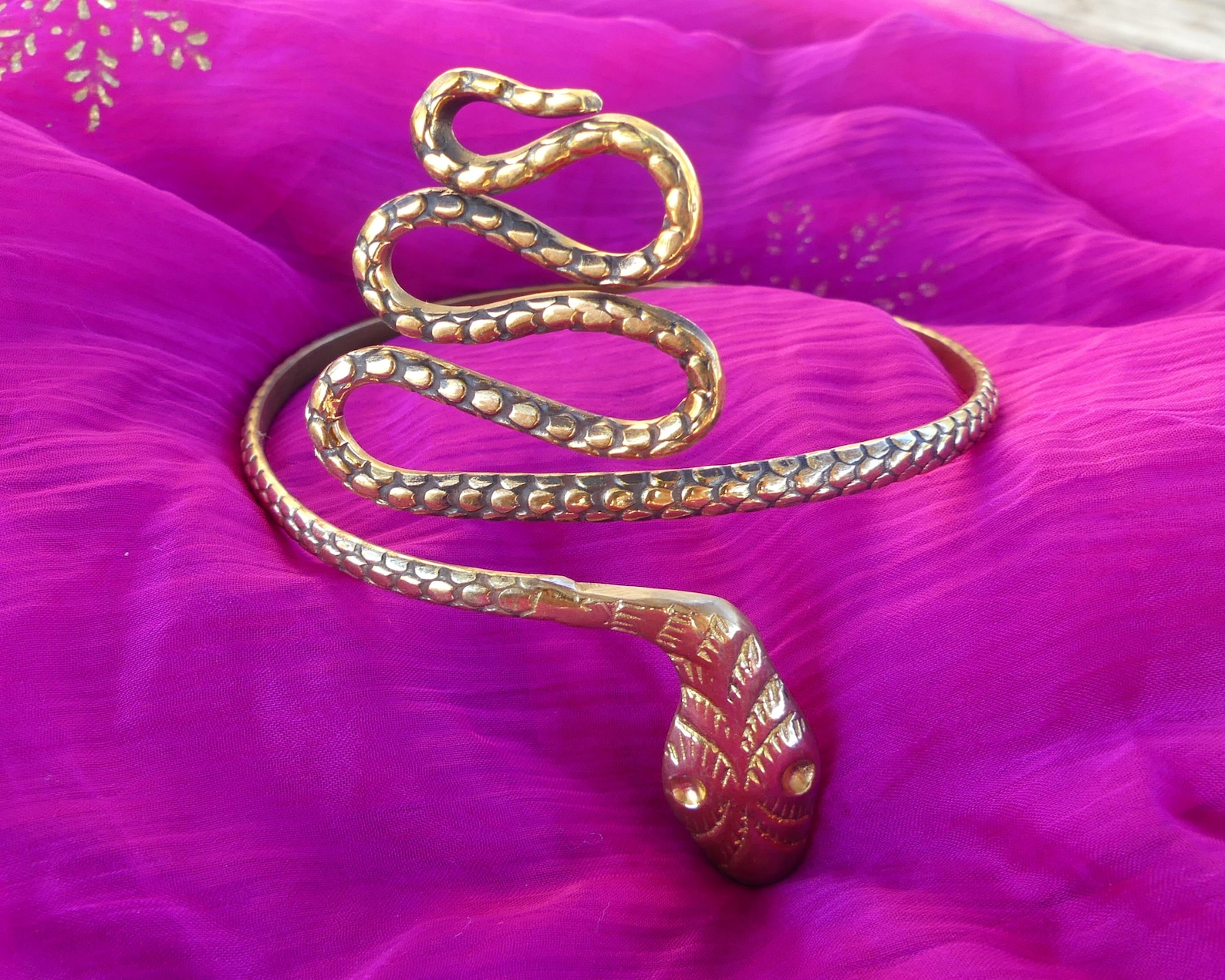 Golden Snake Bracelet Snake Bracelet Brass Bracelet Etsy