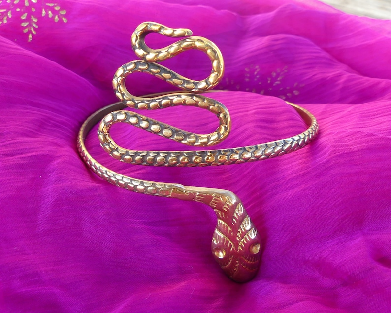 Golden Snake Bracelet Snake Bracelet Brass Bracelet Etsy
