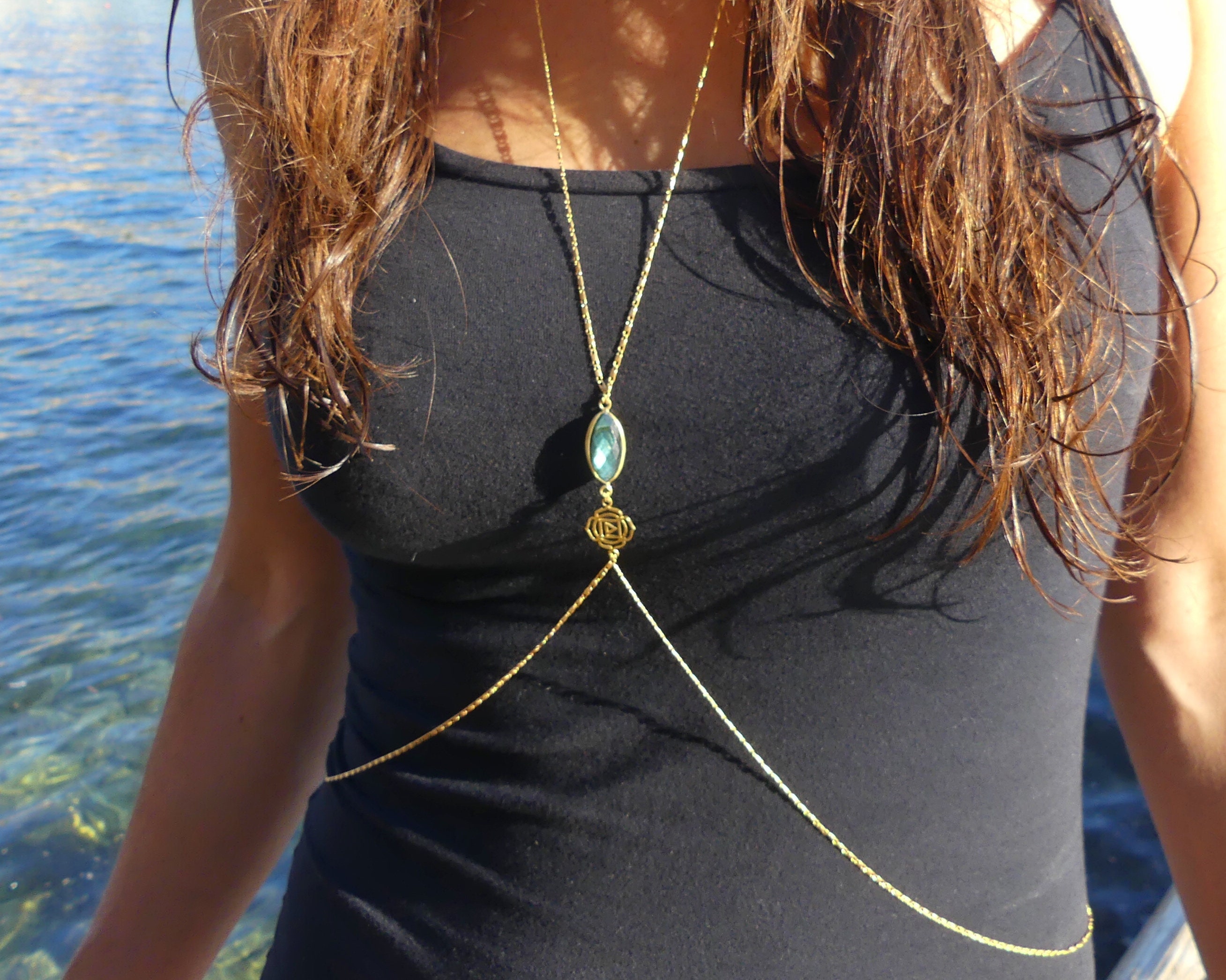 Gold Plated Body Jewelry Labradorite Body Jewelry Chakra Etsy UK