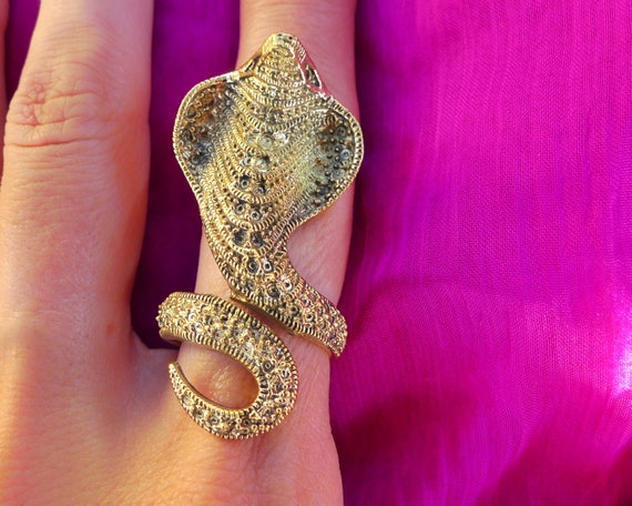 Snake Large Ring in Yellow Gold by Miphologia Jewelry