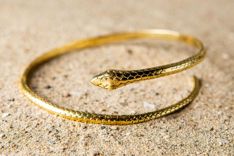 Ormarmmanschett, förgylld ormarmmanschett, ormarmband, gyllene orm för arm, kundaliniarmband, ormarmband, ormsmycken bild 1