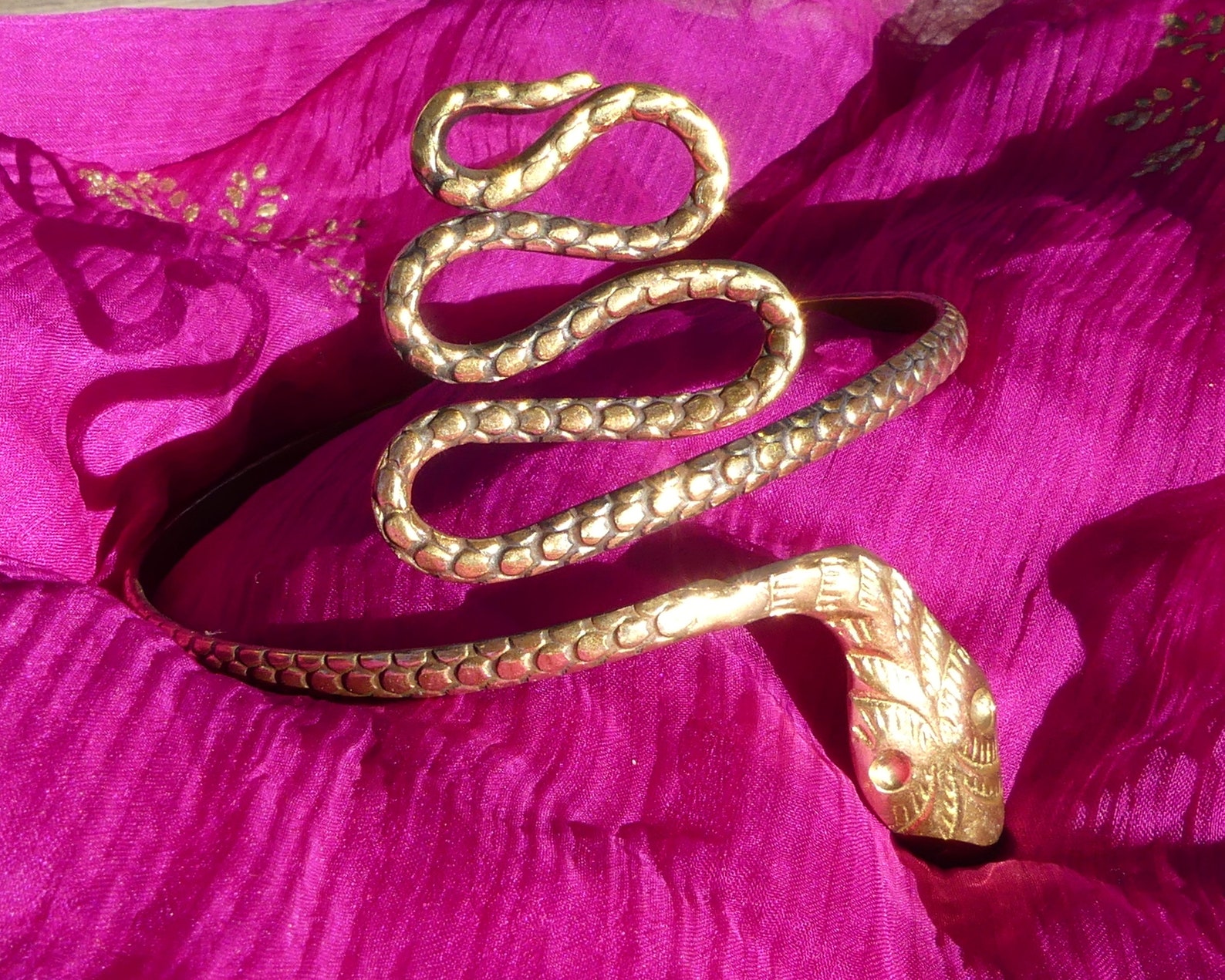 Golden Snake Bracelet Snake Bracelet Brass Bracelet Etsy